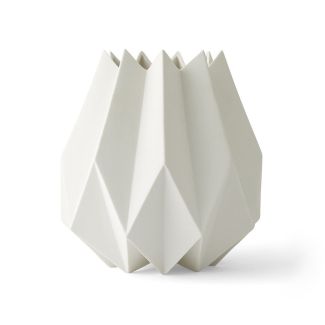 White Tall Origami Inspired Porcelain Vase