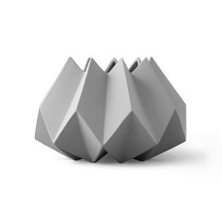Gray Short Origami Inspired Porcelain Vase