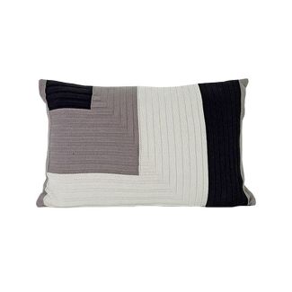 Gray Rib Knit Geometric Cotton Cushion