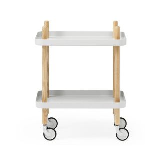 Mobile Two Tier Steel and Ash Side Table