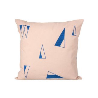 Rosy Brown Embroidered Organic Cotton Decorative Cushion