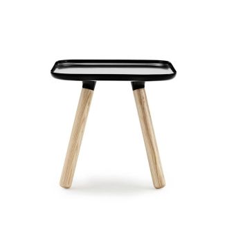 Black Square Minimalist Table with Ash Legs