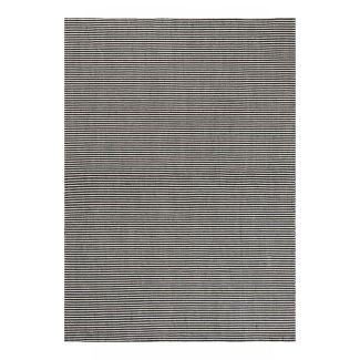 Black Handwoven Pure Wool Minimalist Area Rug