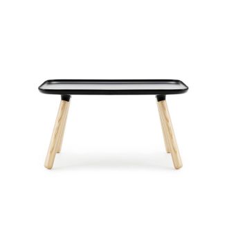 Black Rectangular Minimalist Table with Ash Legs